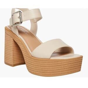 NEW Madden Girl Grandview Heeled Platform Block Heel Sandal | Womens 11 Almond